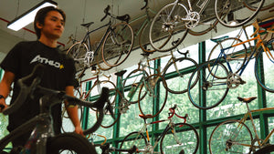 Vintage road bikes on display at the BikeCraft.One Soek Seng gallery